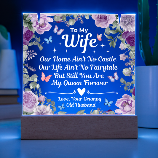 To My Wife - LED Acrylic Plaque with FREE Necklace