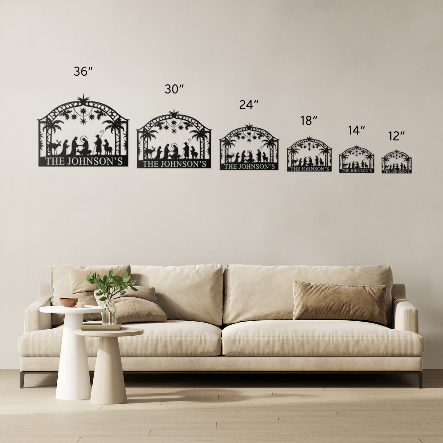 Personalized Nativity Scene Metal Wall Art