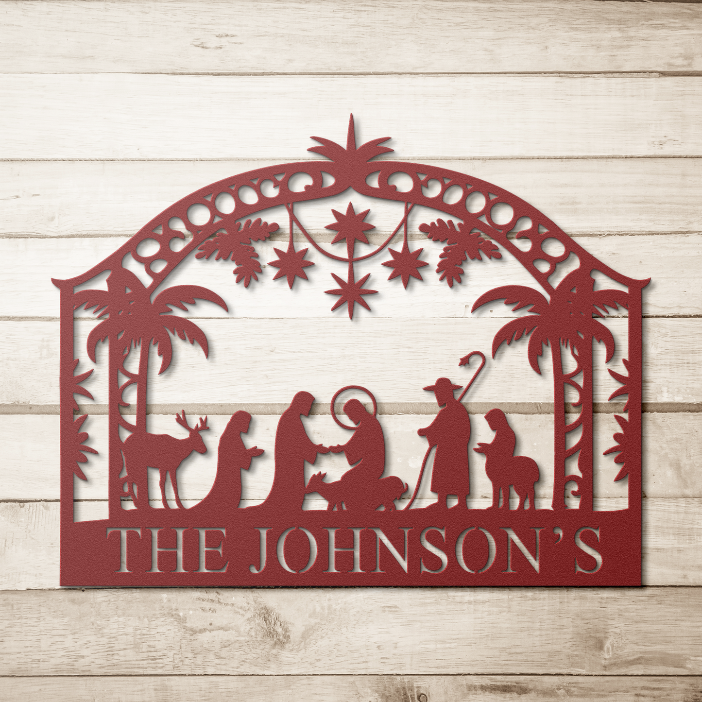 Personalized Nativity Scene Metal Wall Art