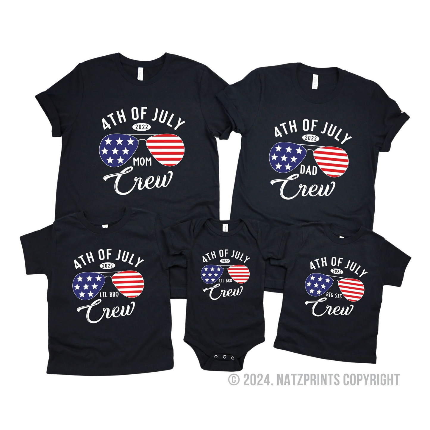 personalized 4th of july matching family shirts black