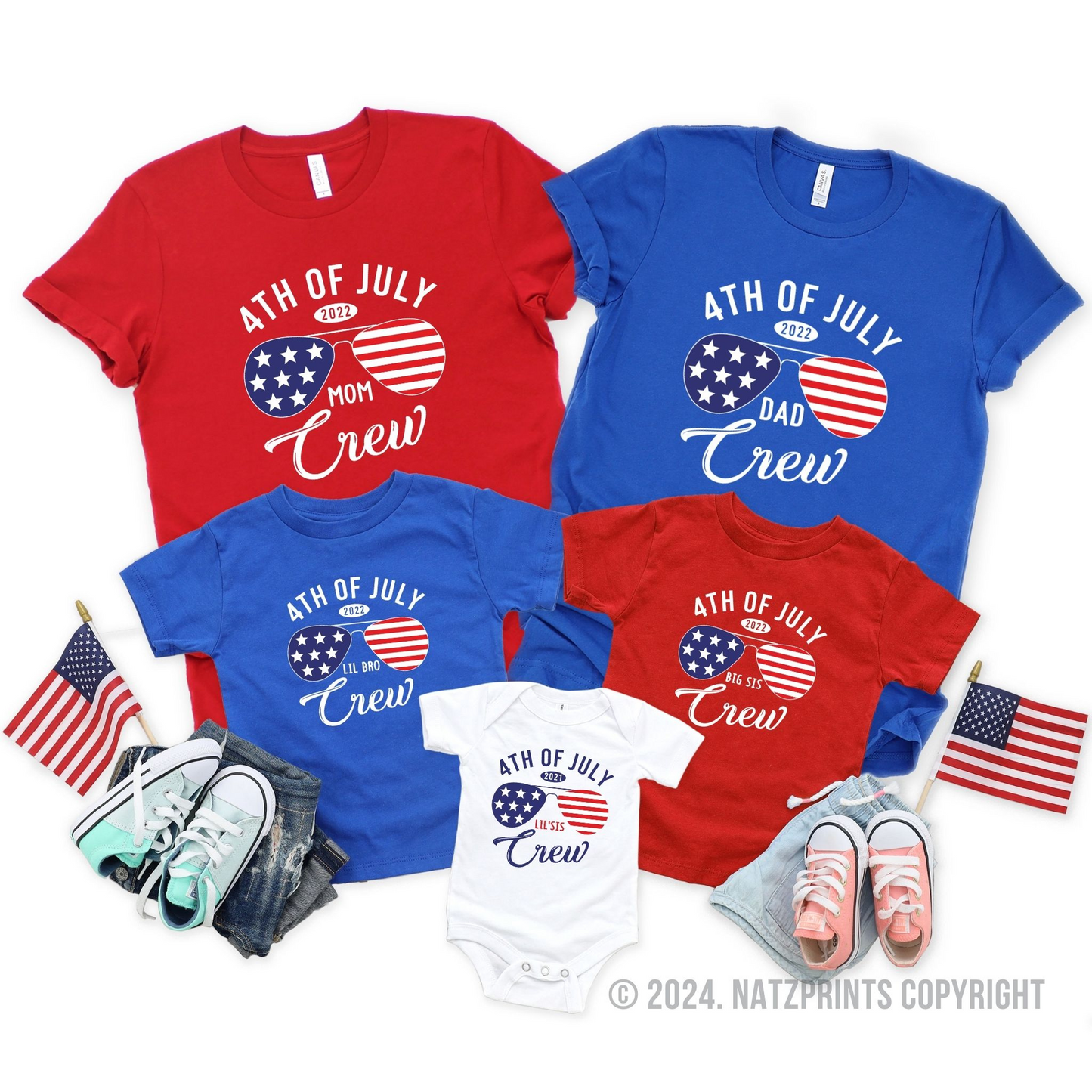 personalized 4th of july matching family shirts red blue and white