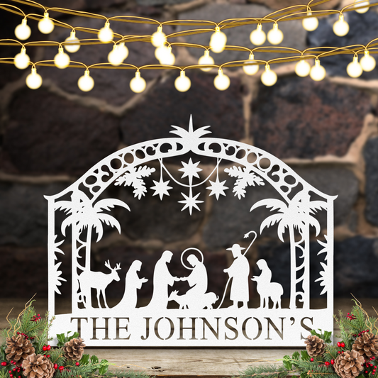 Personalized Nativity Scene Metal Wall Art