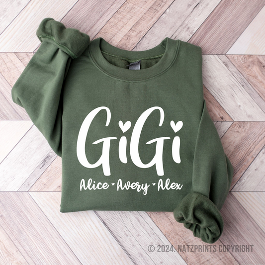 Personalized Gigi with Hearts Sweatshirt