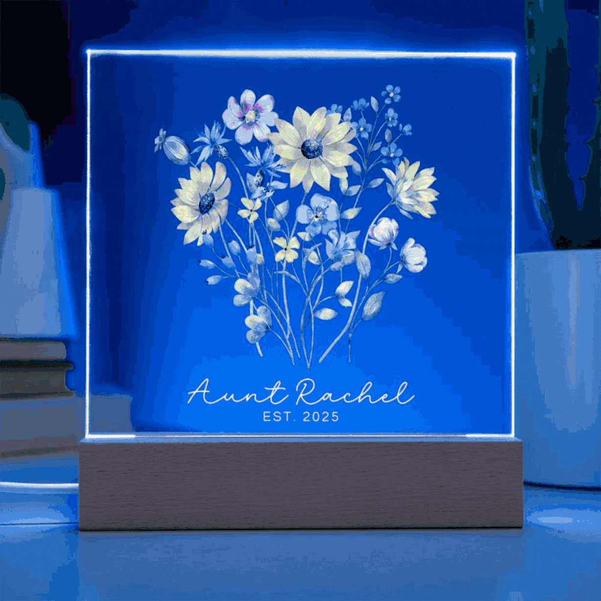 Personalized Auntie Est. Floral LED Acrylic