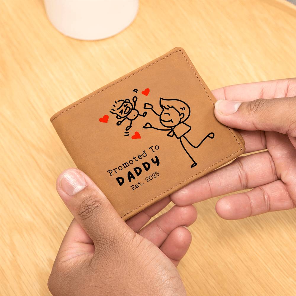 Personalized Leather Wallet for New Dads