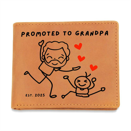 Promoted to Grandpa Leather Wallet