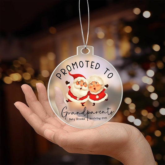 Personalized Promoted To Grandparents Acrylic Ornament