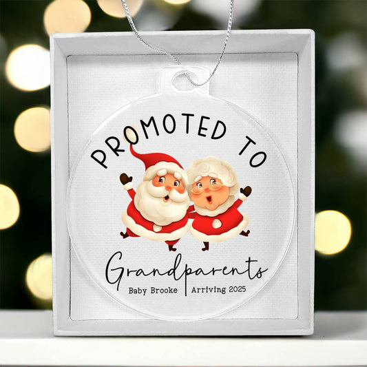 Personalized Promoted To Grandparents Acrylic Ornament