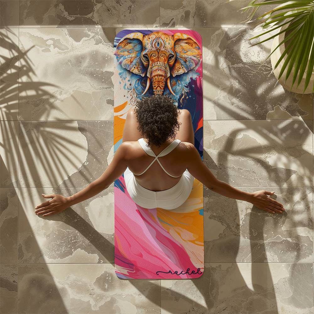 Personalized Mandala Elephant Yoga Mat