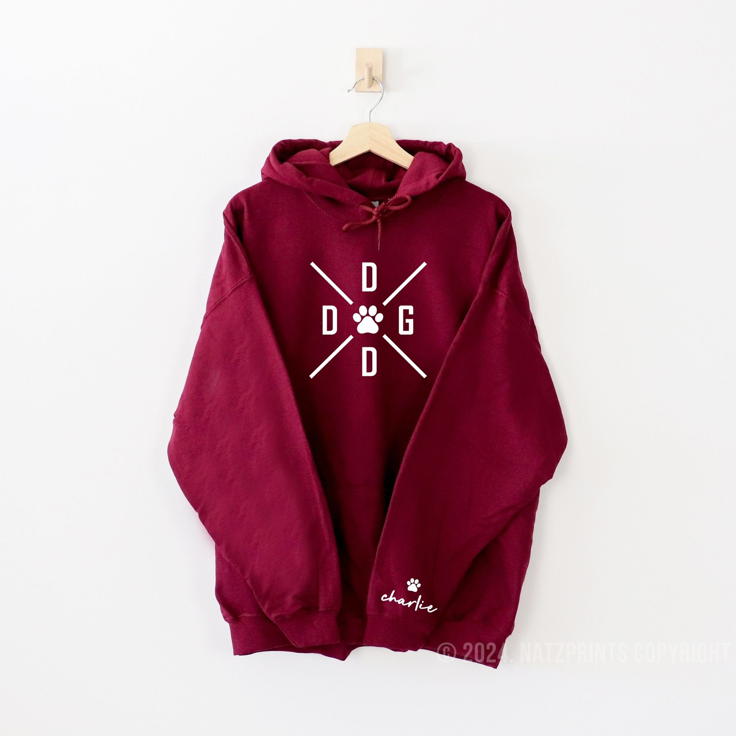 personalized dog dad hoodie maroon