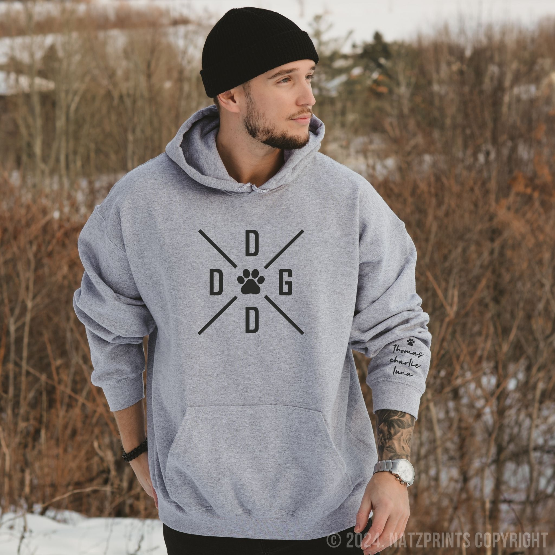 personalized dog dad hoodie men sport grey