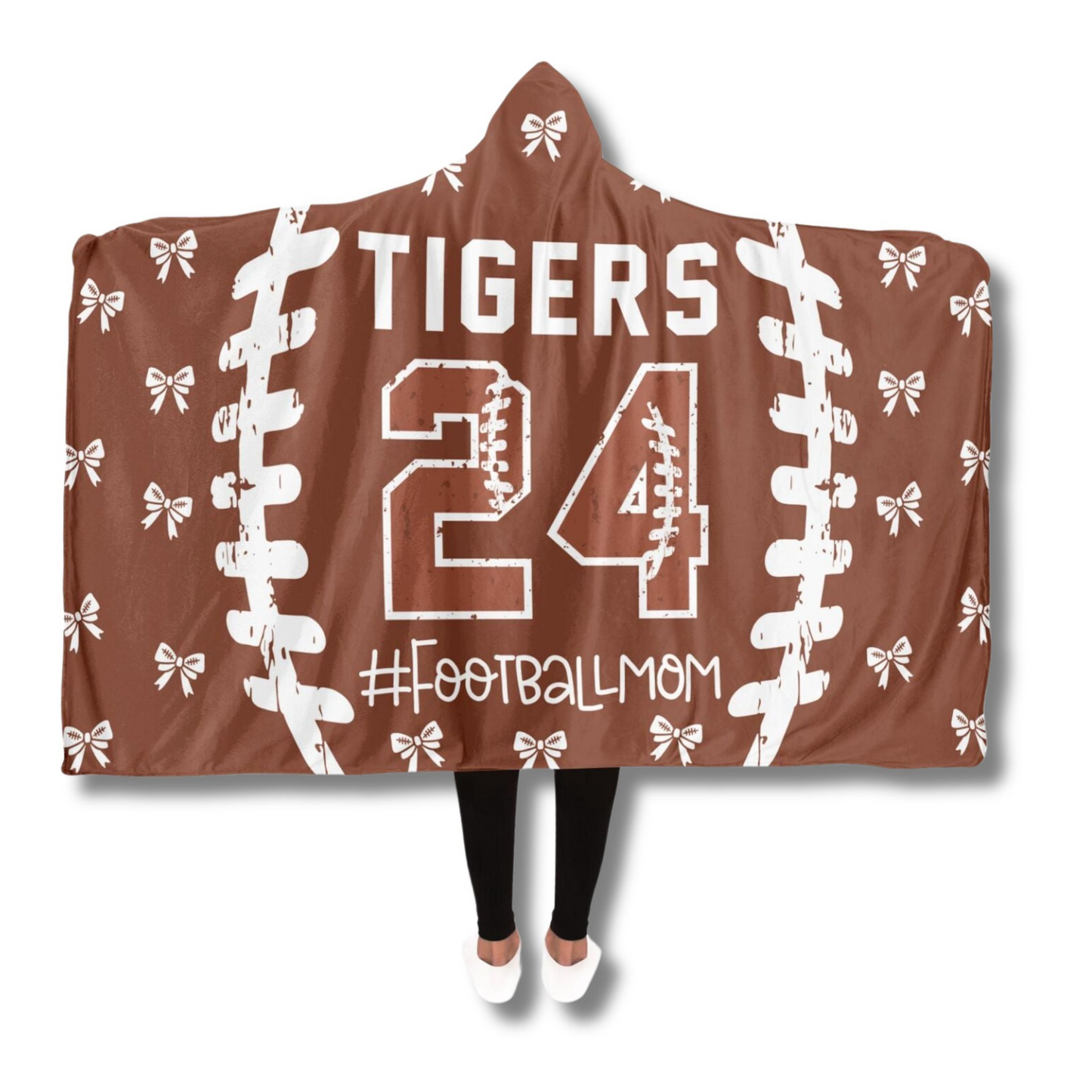 Custom Coquette Football Mom Hooded Blanket