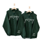 Personalized grandma and grandpa hoodie with kids names in forest green