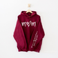 personalized mom with kids names maroon hoodie