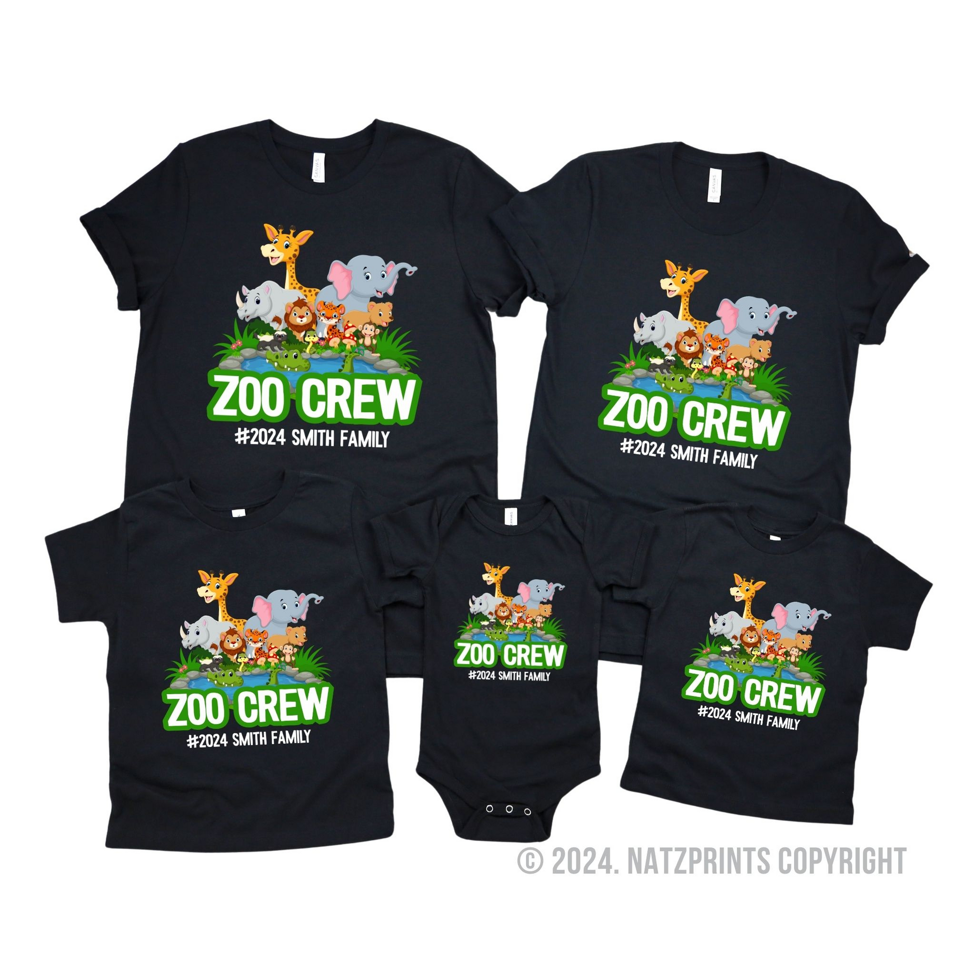 personalized zoo crew matching family black